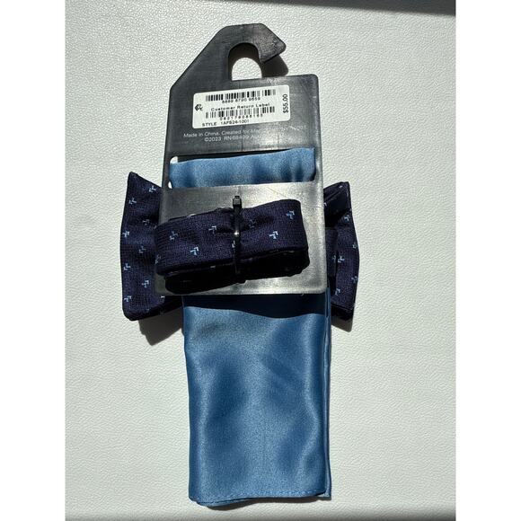 Alfani NWT Bow Tie & Pocket Square Navy Blue - Picture 3 of 5
